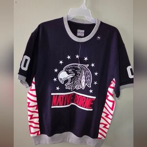 Native Borne Graphic Short Sleeve Sweatshirt 3XL – Navy Red “Native Borne” Eagle